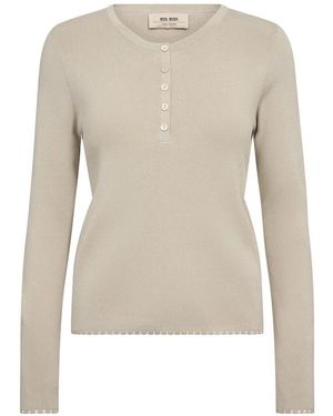 Mos Mosh Rundhals-Strickpullover - Natur