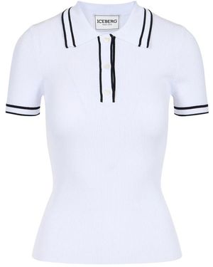 Iceberg Tops ,Wit ,Nylon Viscose Blend Polo Shirt