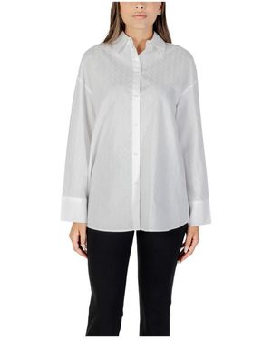 ARMANI EXCHANGE Overhemden ,Wit ,Katoen Elegante Katoenen Blouse Met Wijde Manchetten - Grijs