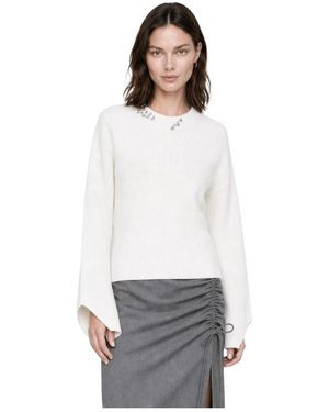 Kocca Rippstrickpullover Mit Asymmetrischem Ausschnitt - Weiß