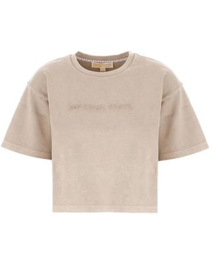 Michael Kors Oversized T-Shirt Van Katoenmix Met Logo - Naturel