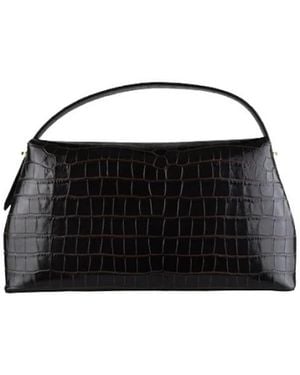 TOTEME T-Lock Kroko-Prägung Henkeltasche - Schwarz