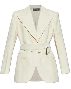 Dolce & Gabbana Blazer Met Decoratieve Riem - Naturel