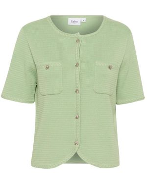 Saint Tropez Groene Vest Met Korte Mouwen En Zakken