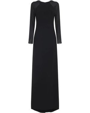 Alberta Ferretti Zwarte Lange Mouw Maxi Jurk