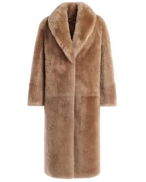 Nour Hammour Jassen ,Bruin ,Leer Anaïs Textured Shearling Coat