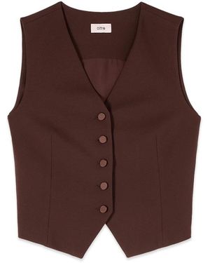 Oltre Crepe Weste - Braun