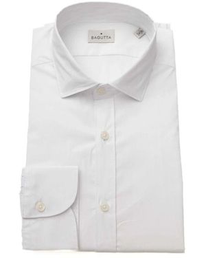 Bagutta Elegantes Slim Fit Hemd Mit Französischem Kragen - Weiß