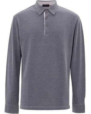 Corneliani Tops ,Blauw ,Katoen Polo Shirt Met Lange Mouwen