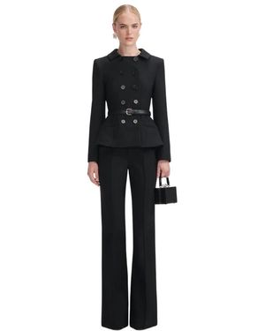 Self-Portrait Sc25 Wool Double Breasted Jumpsuit - Zwart