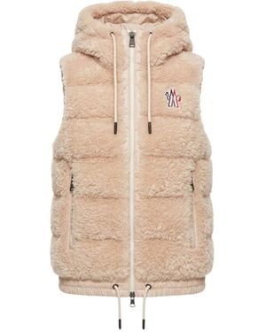 Moncler Teddy Gilet Met Capuchon - Naturel