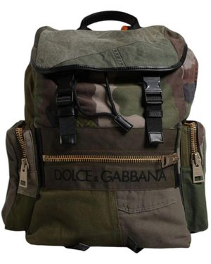 Dolce & Gabbana Grüner Patchwork Reise Rucksack Tasche - Schwarz