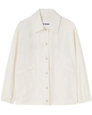 Jil Sander Jassen ,Wit ,Katoen Shirtjack Met Logo-Print