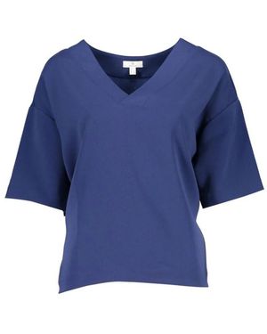 GANT V-Hals Blouse Met Korte Mouwen - Blauw