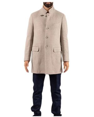 Fay Single-Breasted Coats - Natural