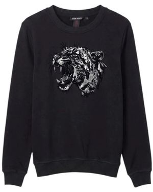 Antony Morato Hoodies & Sweatvesten ,Zwart ,Katoen Tijgerprint Sweatshirt - Blauw