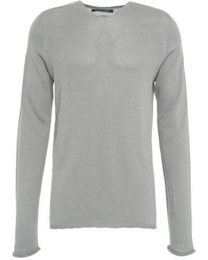 Hannes Roether Grauer Strickpullover Stilvoller Rippkragen