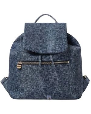 Borbonese Tassen ,Blauw ,Leer Eco Line Rugzak Medium