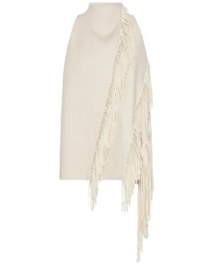 Max Mara Mouwloze Top Met Franjes - Naturel