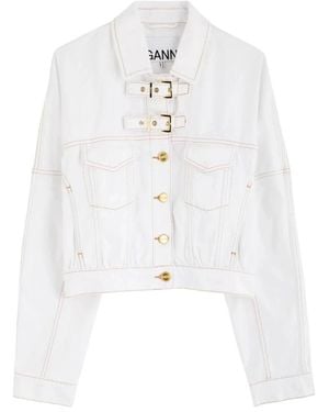 Ganni Denim Jackets - Wit