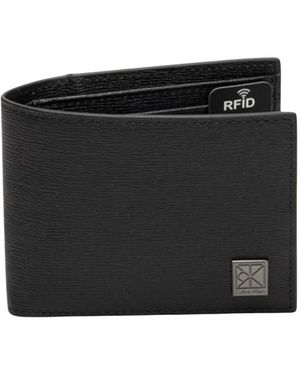 Calvin Klein Accessoires ,Zwart ,Leer Emblem Bifold Portemonnee
