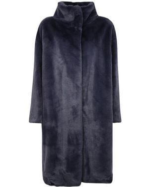 Herno Mantel Aus Weichem Webpelz - Blau