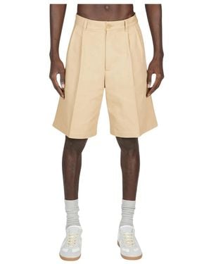 Gucci Korte Broeken ,Katoen Gevouwen Plissé Shorts - Naturel