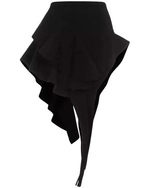 Mugler Rokken ,Zwart ,Asymmetrische Minirok Met Ruffles