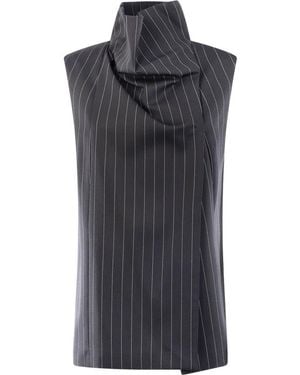 Sportmax Langer Ärmelloser Wollmantel - Grau