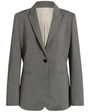 Alberta Ferretti Vloeiende Krijtstreeppak Blazer - Grijs