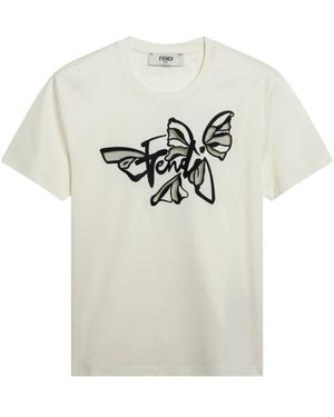 Fendi Tops ,Katoen Nigthfly T-Shirt - Wit