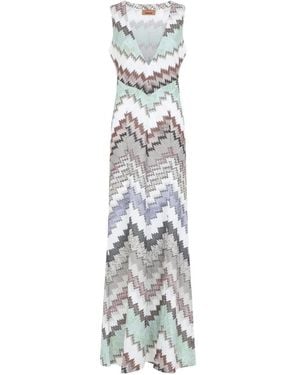 Missoni Kleedjes ,Veelkleurig ,Mouwloze Lange Jurk - Metallic