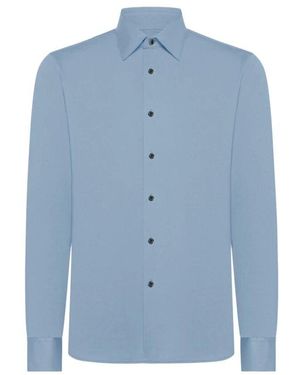 Rrd Geometrisches Jacquard-Hemd Für Herren - Blau