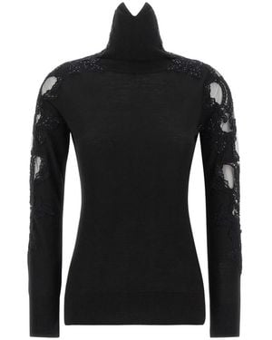 Ermanno Scervino Langarm-Rollkragenpullover Aus Reiner Wolle - Schwarz