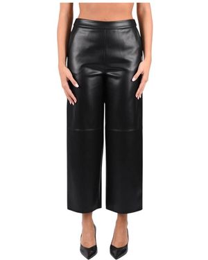 Max Mara Broeken ,Zwart ,Polyester Gecoate Jersey Broek