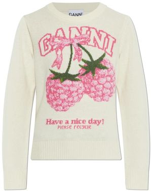 Ganni Round-Neck Knitwear - Pink
