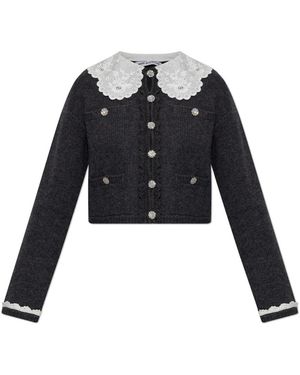 Self-Portrait Cardigan Met Een Afneembare Kraag - Zwart