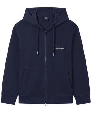 ARMANI EXCHANGE Hoodies & Sweatvesten ,Blauw ,Katoen Full Zip Hooded Sweatshirt