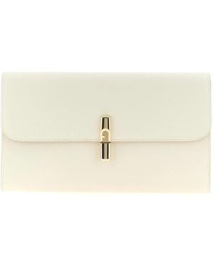 Furla Tassen ,Wit ,Leer Leren Clutch Tas - Naturel