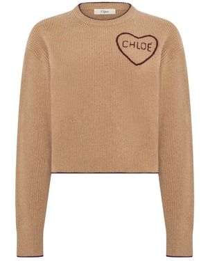 Chloé Round-Neck Knitwear - Neutro