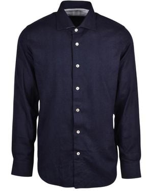 Eleventy Flanellen Shirt - Blauw