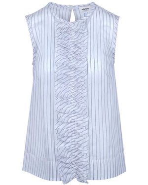 Ottod'Ame Overhemden ,Wit ,Katoen Top A Righe Con Volant - Blauw
