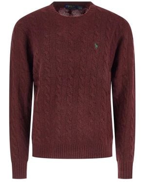 Polo Ralph Lauren Pullover Van Wol En Kasjmier Met Kabels - Rood