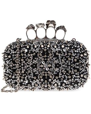 McQueen Tassen ,Zwart ,Leer Skull Knuckle Clutch