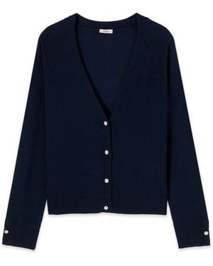 Oltre Cardigan Mit V-Ausschnitt Und Knopfdetail - Blau