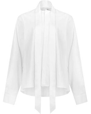 Douuod Woman Zijdenmix Blouse Met Strik - Wit