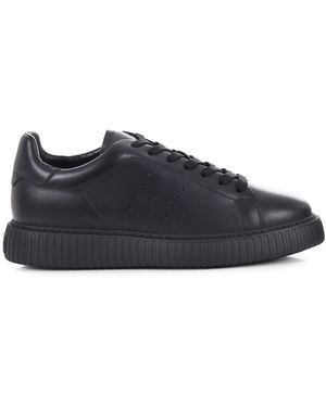 Hogan Schoenen ,Zwart ,Leer H-Stripes Sneakers