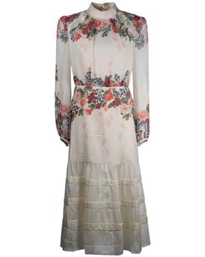Saloni Kleedjes ,Wit ,Polyester Jacqui C Dress - Grijs