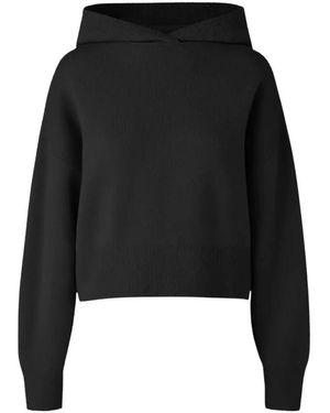 Canada Goose Schwarze Wollkapuzenpullover Kurzer Schnitt
