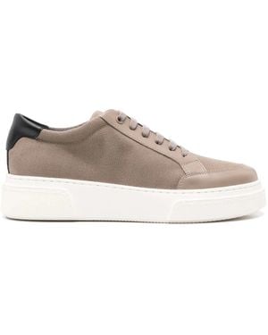 Giorgio Armani Elegante schwarze sneaker aus baumwolle leinen - Grau